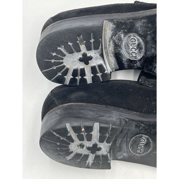 Gucci Women 1955 Horsebit Accent Black Suede Lugged Sole Loafers Size: 5D - Picture 16 of 16